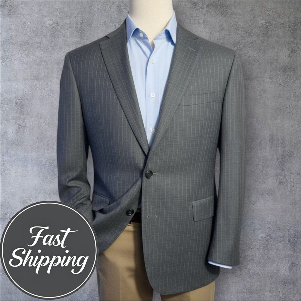 OXXFORD CLOTHES  Mens Blazer Sport Coat Two Button Jacket 46R Wool Gray